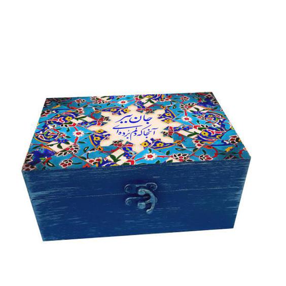 جعبه هدیه چوبی مدل هنری طرح کاشی کد SB80|دیجی‌کالا