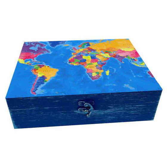 جعبه هدیه چوبی مدل هنری طرح نقشه کد WB221|دیجی‌کالا