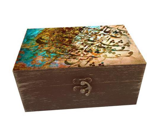 جعبه هدیه چوبی مدل هنری طرح خطاطی کد SB79|دیجی‌کالا