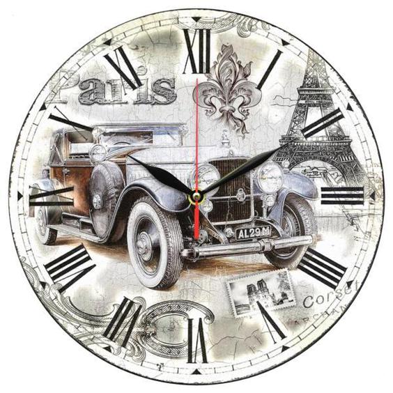 ساعت دیواری مدل 1183 طرح ماشین قدیمی و برج ایفل|دیجی‌کالا