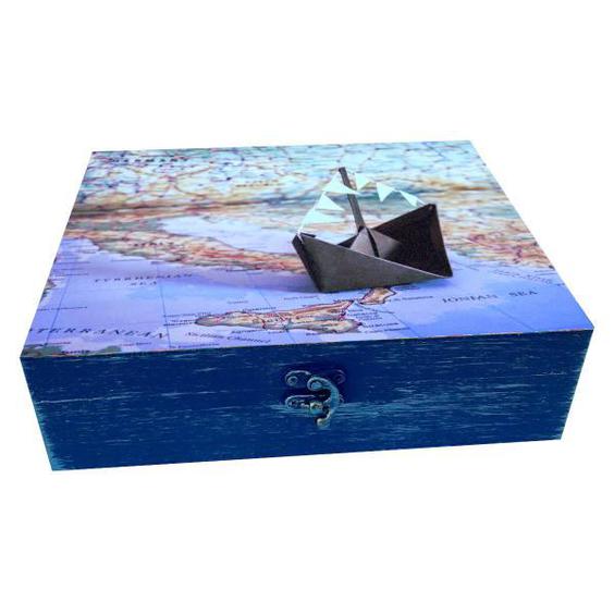 جعبه هدیه چوبی مدل هنری طرح نقشه کد WB223|دیجی‌کالا