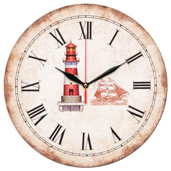 ساعت دیواری مدل 1150 طرح فانوس دریایی و کشتی بادبانی|دیجی‌کالا