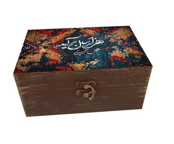 جعبه هدیه چوبی مدل هنری طرح قالی کد SB72|دیجی‌کالا