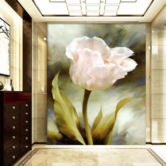 پوستر دیواری سه بعدی مدل گل لاله سفید DRVF1057|دیجی‌کالا