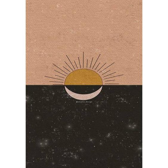 کارت پستال دریان طرح ماه و خورشید مدل 0269|دیجی‌کالا