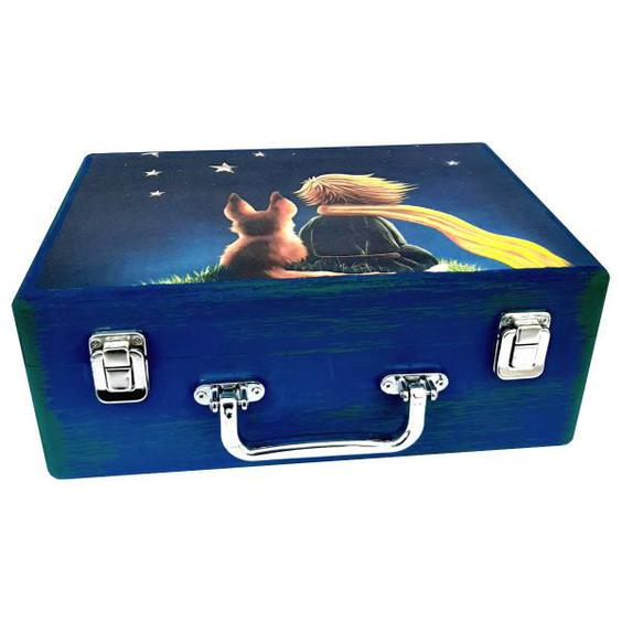 جعبه هدیه چوبی مدل چمدان طرح شازده کوچولو کد WS38|دیجی‌کالا