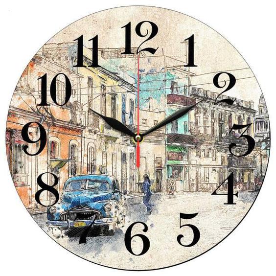 ساعت دیواری طرح منظره شهر و ماشین قدیمی کد 1190|دیجی‌کالا