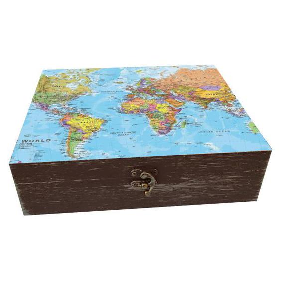 جعبه هدیه چوبی مدل هنری طرح نقشه کد WB240|دیجی‌کالا