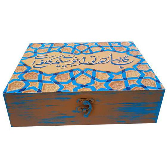 جعبه هدیه چوبی مدل هنری طرح کاشی کد WB203|دیجی‌کالا