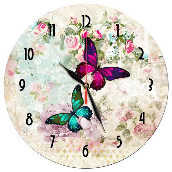 ساعت دیواری طرح گل و پروانه کد 1234|دیجی‌کالا