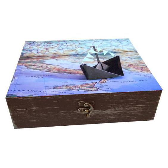 جعبه هدیه چوبی مدل هنری طرح نقشه کد WB241|دیجی‌کالا