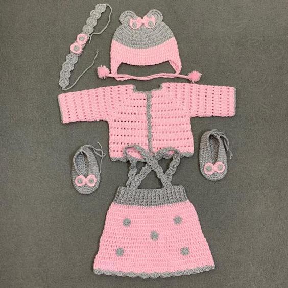 ست 5 تکه لباس بافتنی نوزادی مدل پاپیونی|دیجی‌کالا