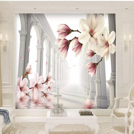 پوستر دیواری سه بعدی مدل ستون گل سفید DRVF1193|دیجی‌کالا