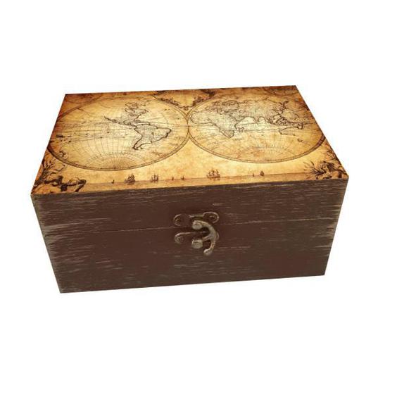 جعبه هدیه چوبی مدل هنری طرح نقشه کد SB52|دیجی‌کالا