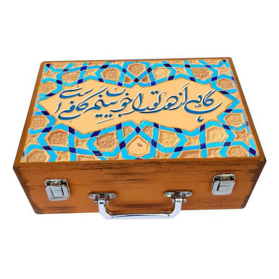 جعبه هدیه چوبی مدل چمدان طرح کاشی سنتی کد WS110|دیجی‌کالا