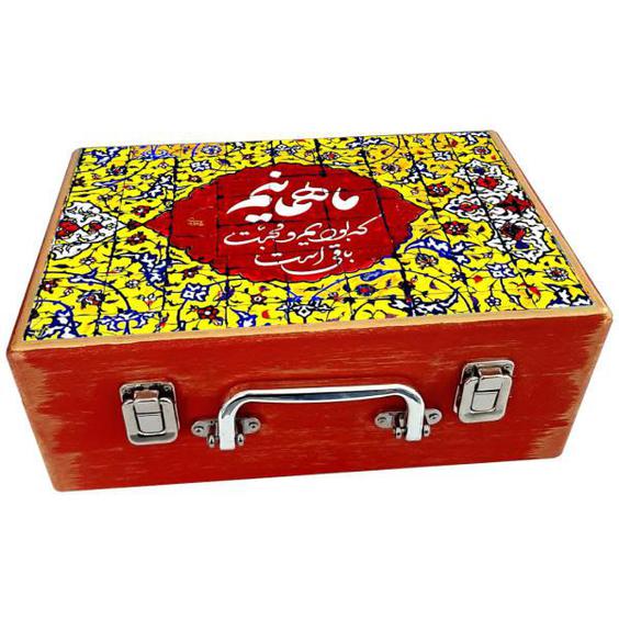 جعبه هدیه چوبی مدل چمدان طرح کاشی سنتی کد WS108|دیجی‌کالا