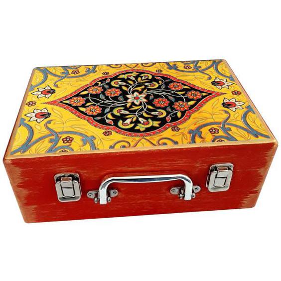 جعبه هدیه چوبی مدل چمدان طرح کاشی سنتی کد WS120|دیجی‌کالا