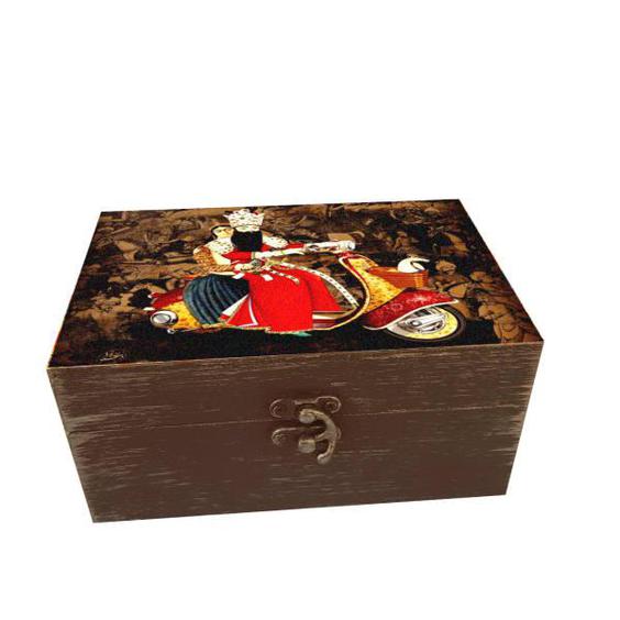 جعبه هدیه چوبی مدل هنری طرح قجری کد SB55|دیجی‌کالا