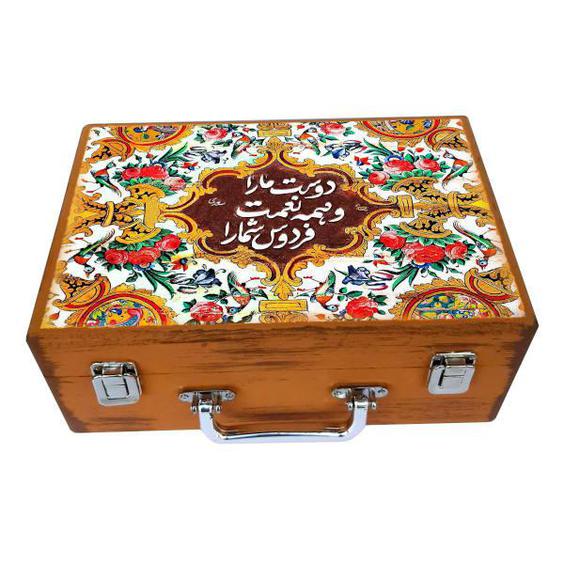 جعبه هدیه چوبی مدل چمدان طرح کاشی سنتی کد WS140|دیجی‌کالا