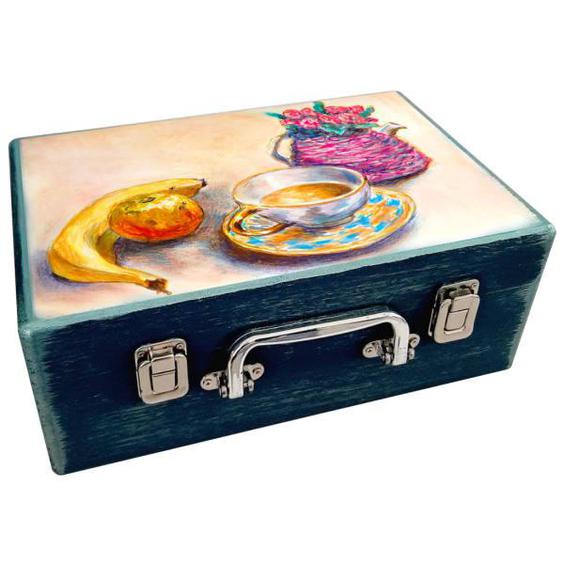 جعبه هدیه چوبی مدل چمدان طرح نقاشی کد WS134|دیجی‌کالا