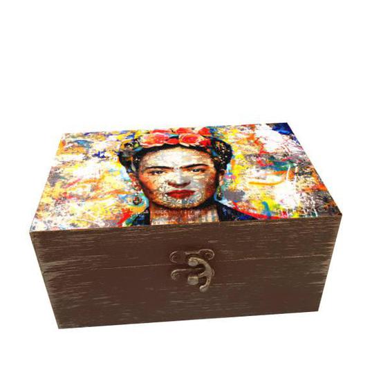 جعبه هدیه چوبی مدل هنری طرح فریدا کد SB54|دیجی‌کالا