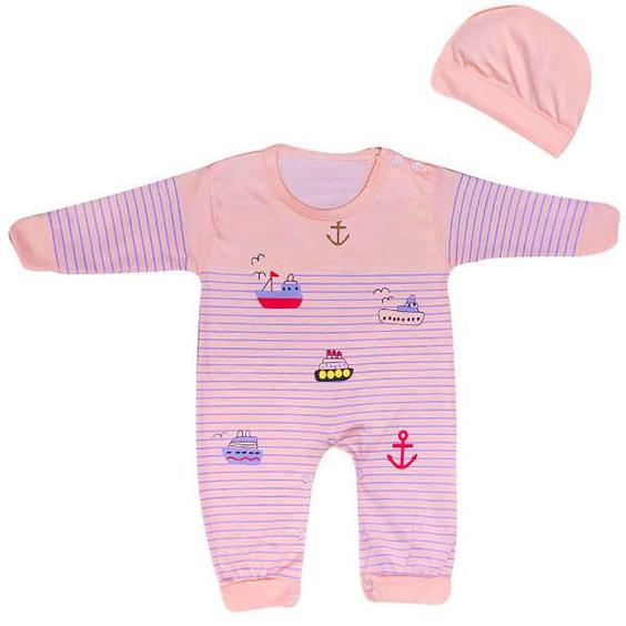 ست سرهمی و کلاه نوزادی مدل Ship رنگ گلبهی|دیجی‌کالا
