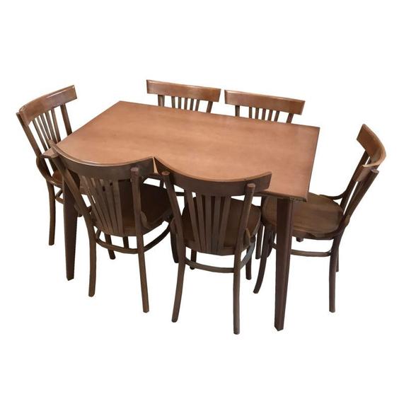 میز و صندلی ناهار خوری 6 نفره لهستانی شرکت اسپرسان چوب مدل Sm43 - قهوه‌ای روشن براق|پیشنهاد محصول