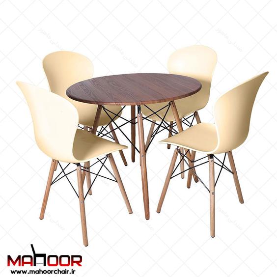 میز و صندلی نهارخوری چهار نفره ماهور مدل فایبر کد ZH02 - 75 سانتیمر / سفید / سفید / گرد|پیشنهاد محصول