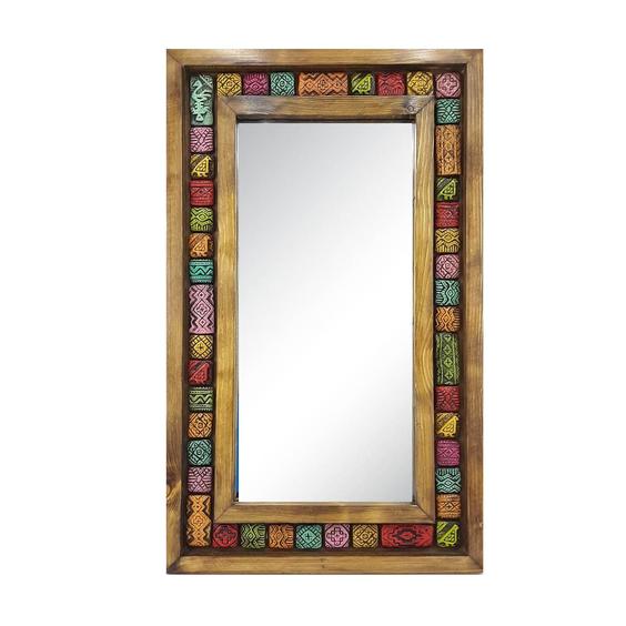 آینه چوبی با سفال سایز ۵۶×۳۴|پیشنهاد محصول