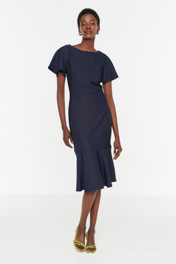 لباس مجلسی زنانه آبی سرمه ای  مندیل ترندیول میلا|پیشنهاد محصول