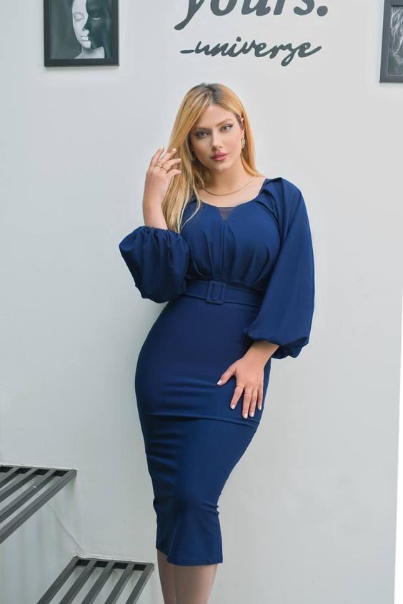 لباس مجلسی و شب کوتاه مدل شمسا - سرمه ای / سایز4-48/50 ا Dress and short night|پیشنهاد محصول