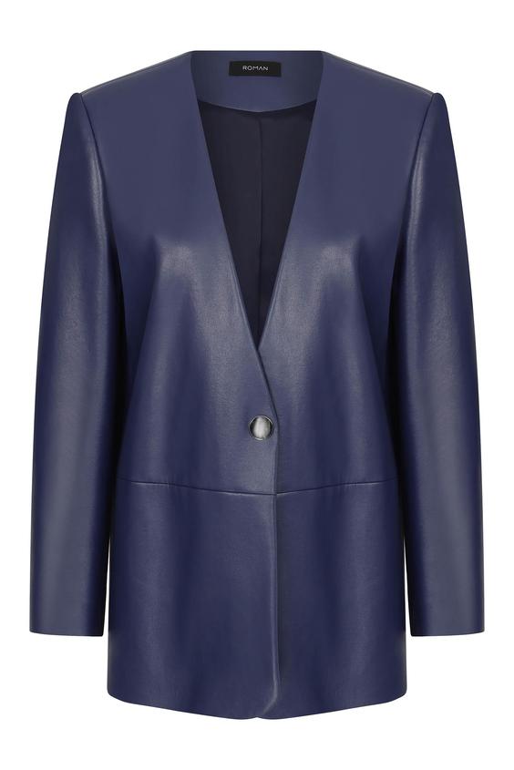 کت زنانه برند رومن ( ROMAN ) مدل کت آبی چرم یقه دار بدون چرم - کدمحصول 78465|پیشنهاد محصول