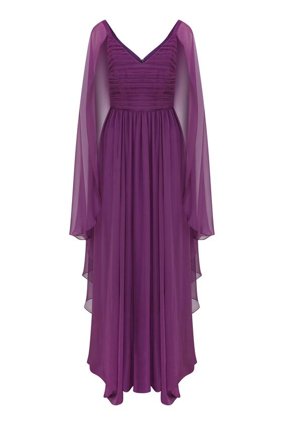 لباس مجلسی زنانه برند رومن ( ROMAN ) مدل لباس شب مشکی بنفش تفصیلی - کدمحصول 104606|پیشنهاد محصول