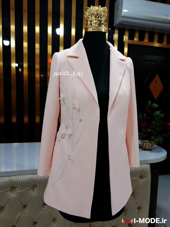 خرید کت زنانه مجلسی جدید مدل سایه ۲ کت تک دخترانه شیک صورتی|پیشنهاد محصول