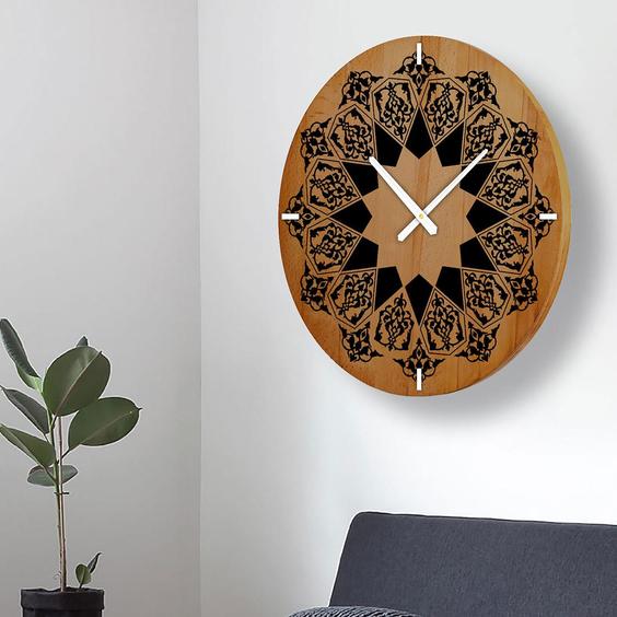 ساعت دیواری چوبی گالری چارگوش مدل cw02 دایره ا CHE WOODEN CLOCK CW02|پیشنهاد محصول