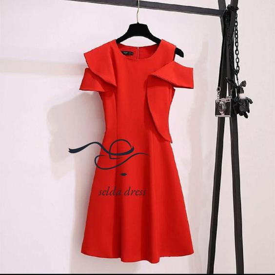 لباس مجلسی کوتاه دخترانه و زنانه شیک ۱۱۰۱ - قرمز / ۳۶ ا majlesi 1101|پیشنهاد محصول