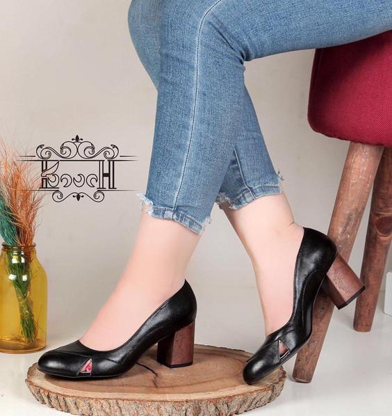 کفش پاشنه دار چرم کاوه مدل زنانه کد 087 - مشکی / 36 ا charm kaveh|پیشنهاد محصول