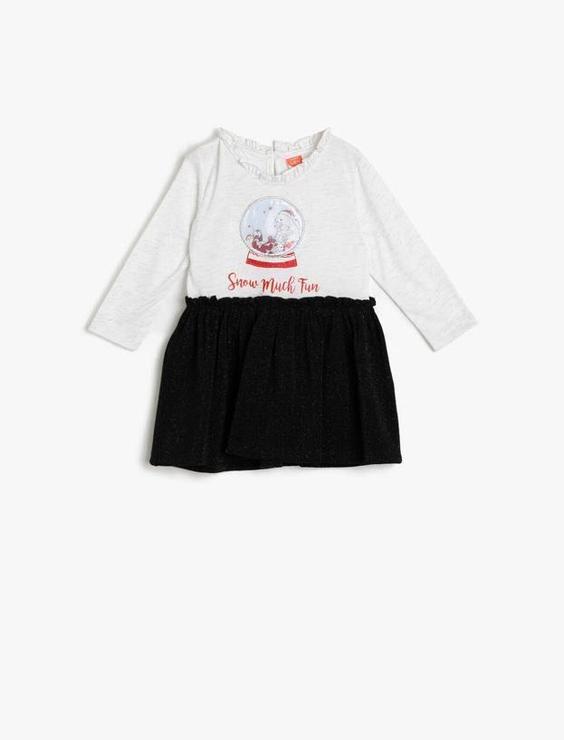 پیراهن روزمره دختربچه سیاه سفید کوتون 0KMG89099ZK000 ا Desenli Elbise Uzun Kollu|پیشنهاد محصول