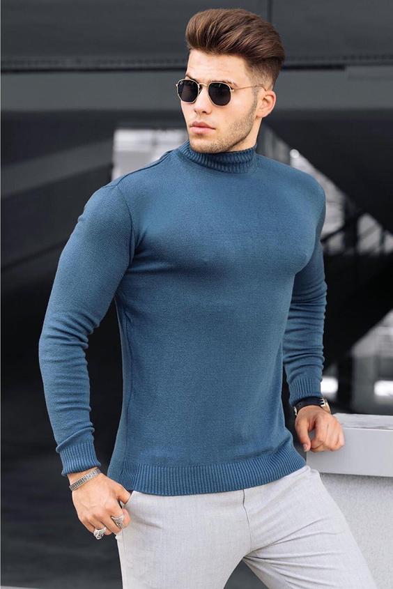 ژاکت یقه اسکی طرح ساده آستین بلند مردانه مدمکست Madmext (ساخت ترکیه)|پیشنهاد محصول
