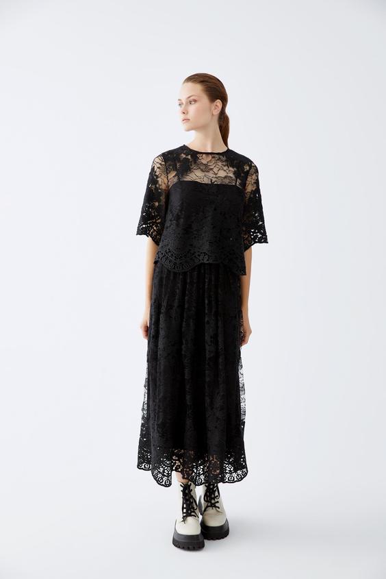 سرهمی دامن دار زنانه برند رومن ( ROMAN ) مدل لباس توری مشکی مشکی بلند - کدمحصول 144951|پیشنهاد محصول