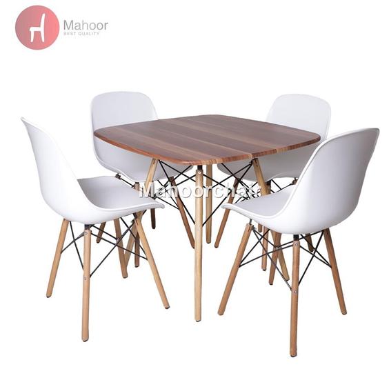 میز و صندلی نهارخوری چهار نفره مایا مدل فایبر کد02 - سفید / مشکی|پیشنهاد محصول
