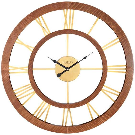ساعت دیواری چوبی مدل HEINSBERG کد W-19022 رنگ WALNUT/GOLD ا LOTUS - HEINSBERG Wooden Wall Clock Code W-19022|پیشنهاد محصول