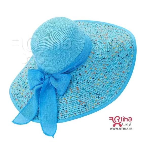 کلاه حصیری بزرگ لبه دار دخترانه و زنانه آبی آسمانی|پیشنهاد محصول