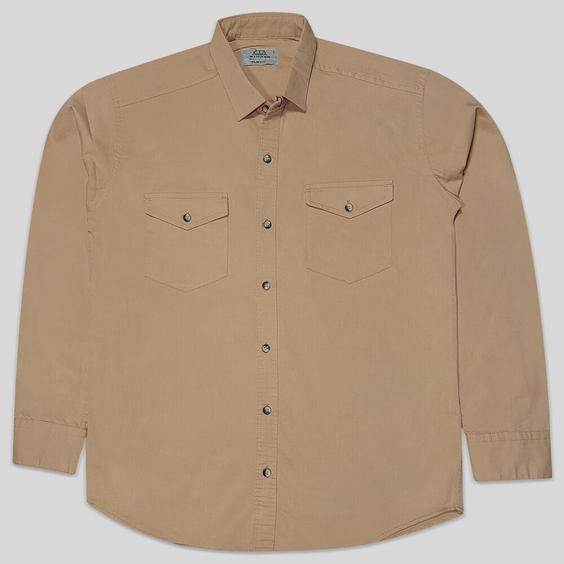 پیراهن کتان دو جیب آستین بلند مردانه کرمی 124044-6|پیشنهاد محصول
