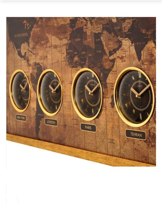 ساعت دیواری چوبی طرح بین المللی چندزمانه|پیشنهاد محصول