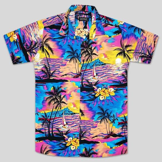 پیراهن هاوایی طرح ساحلی کد 124033-33|پیشنهاد محصول