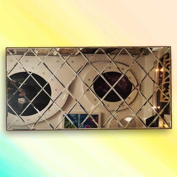 آینه دکوراتیو طرح لوزی سوپر کیلیر دو رنگ طلایی - نقره ای|پیشنهاد محصول