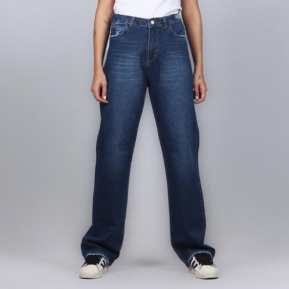 شلوار جین زنانه نیم بگ سورمه ای کد 4011681|پیشنهاد محصول