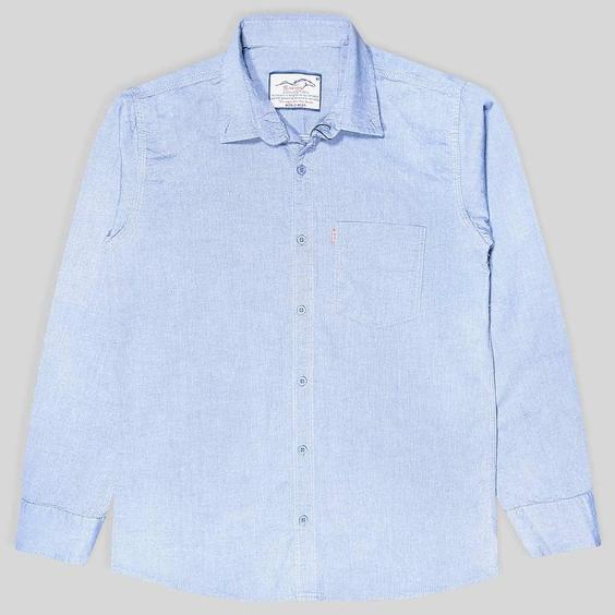 پیراهن نخی مردانه جیب دار آبی روشن آستین بلند 124010-7|پیشنهاد محصول