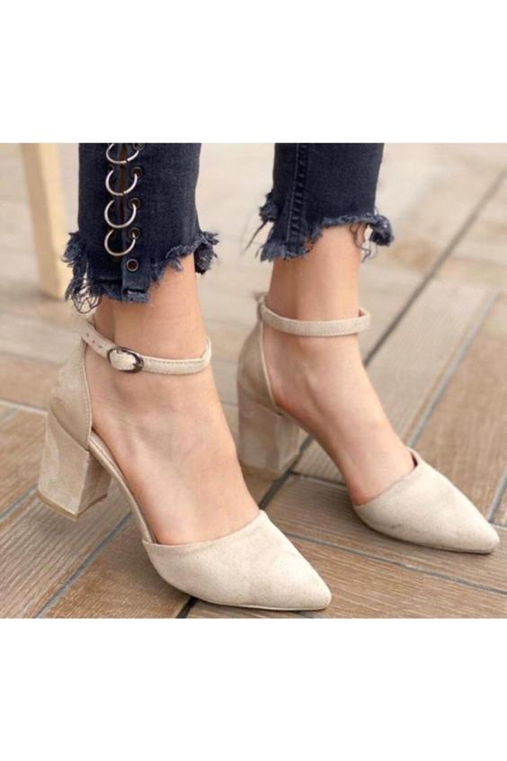 کفش پاشنه جیر بژ زنانه برند Demashoes|پیشنهاد محصول